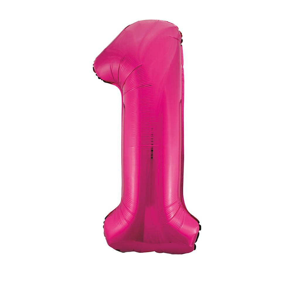 Number 1 Foil Balloon Pink 34 inches