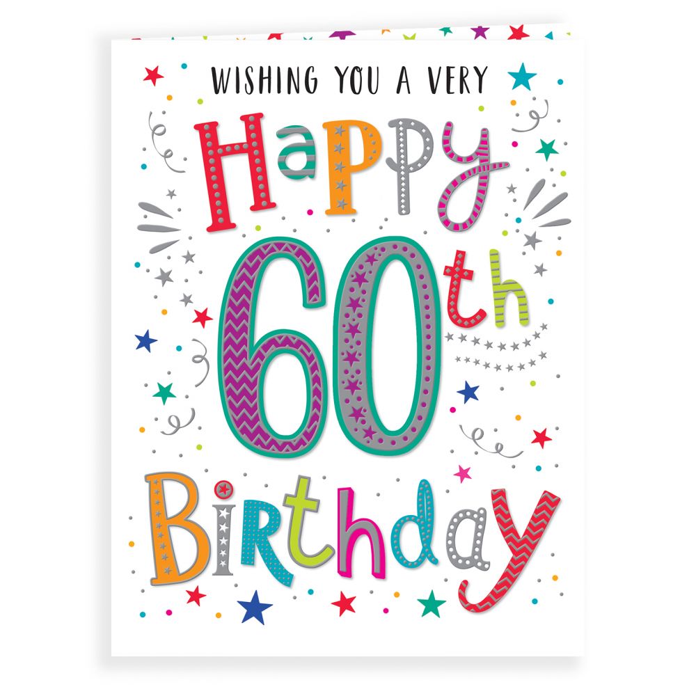 Cards Direct | Birthday Card Age 60, Colourful Text
