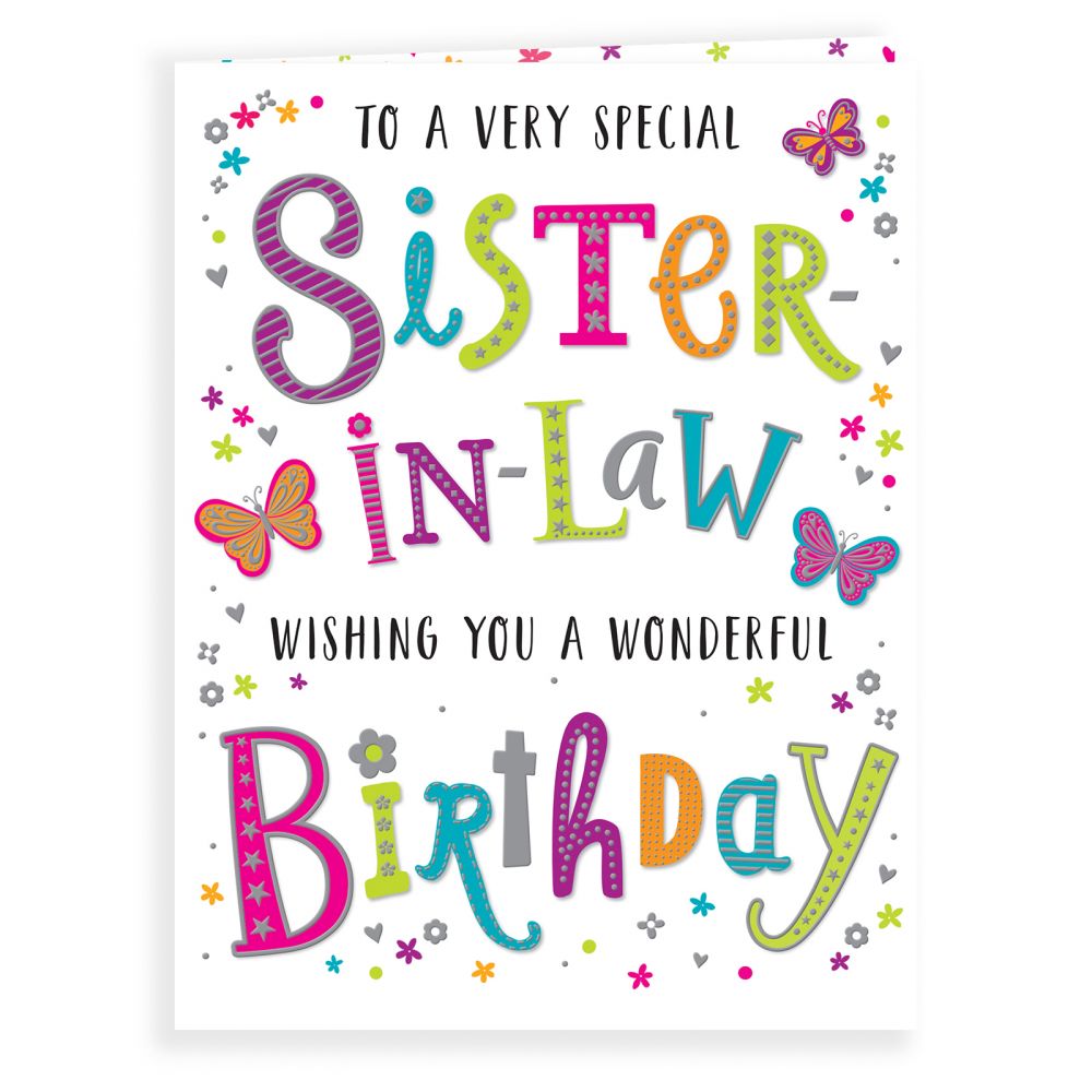 Cards Direct | Birthday Card Sister In Law, Colourful Text
