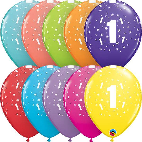 Latex Balloons Age 1 (Pack of 6)