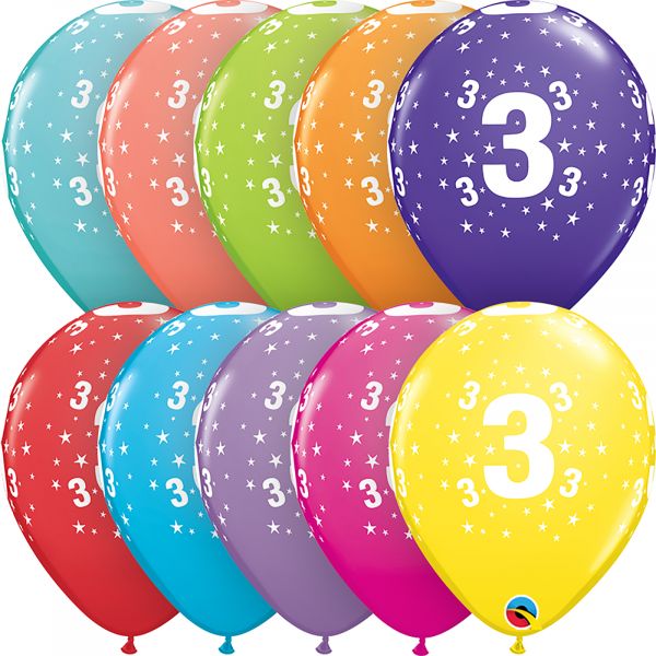 Latex Balloons Age 3 (Pack of 6)