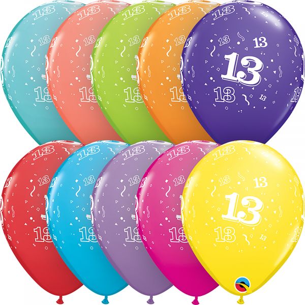 Latex Balloons Age 13 (Pack of 6)