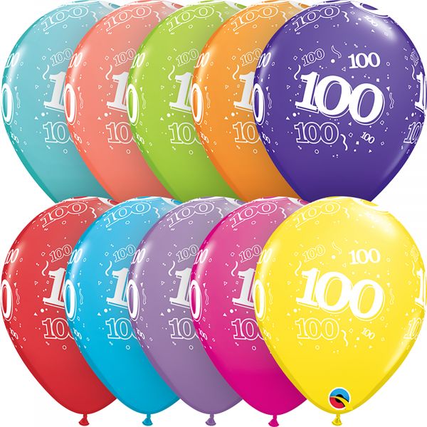 Latex Balloons Age 100 (Pack of 6)