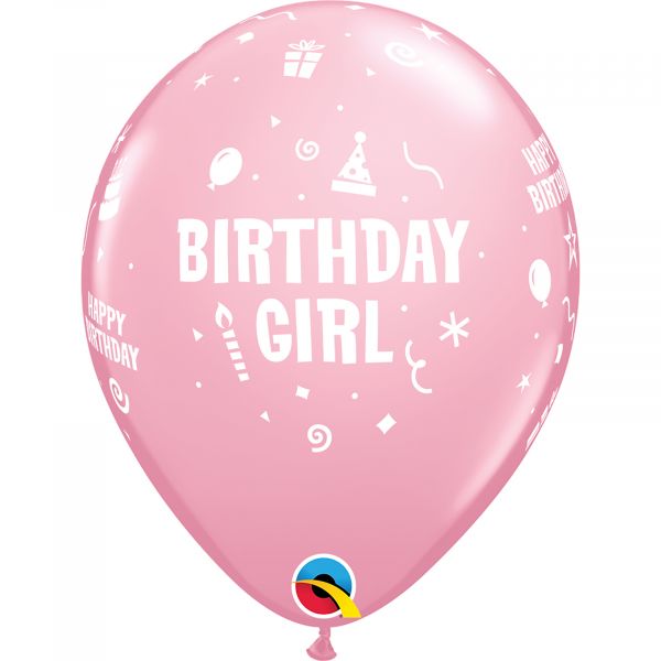 Latex Balloons Birthday Girl (Pack of 6)