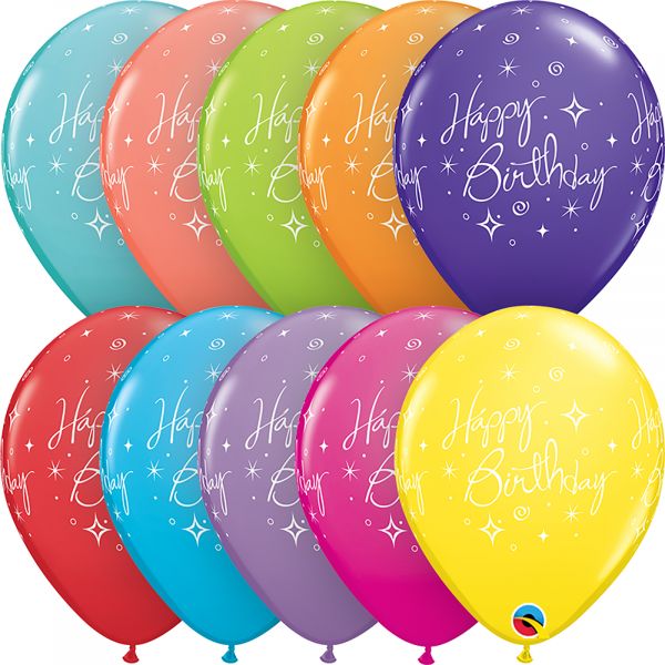 Latex Balloons Happy Birthday Elegant Sparkles Assorted (Pack of 6)