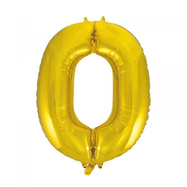 Number 0 Foil Balloon, Gold, 34 inches