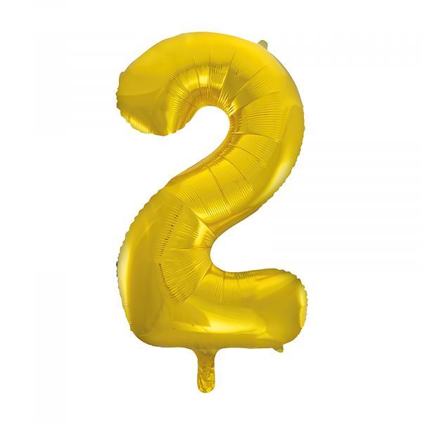 Number 2 Foil Balloon, Gold, 34 inches