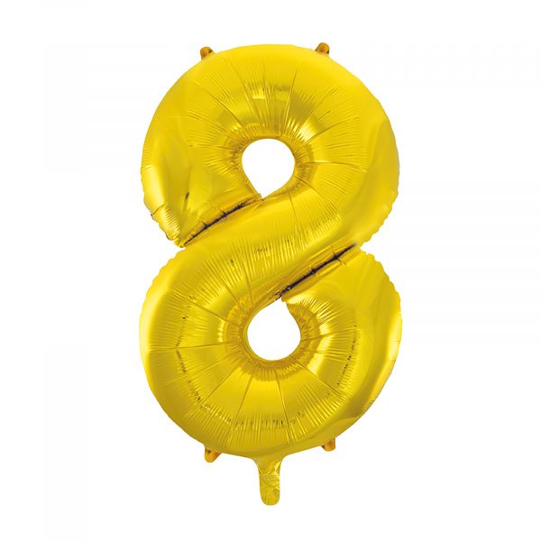 Number 8 Foil Balloon, Gold, 34 inches