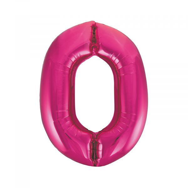 Number 0 Foil Balloon, Pink, 34 inches