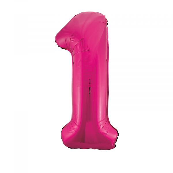 Number 1 Foil Balloon, Pink, 34 inches