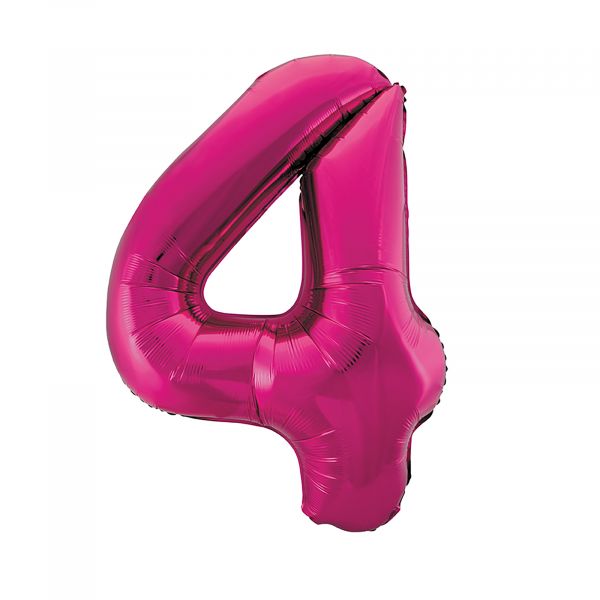 Number 4 Foil Balloon, Pink, 34 inches