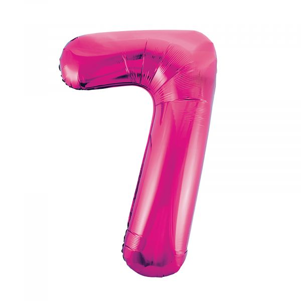 Number 7 Foil Balloon, Pink, 34 inches