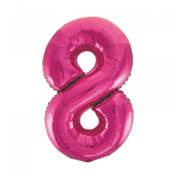 Number 8 Foil Balloon, Pink, 34 inches