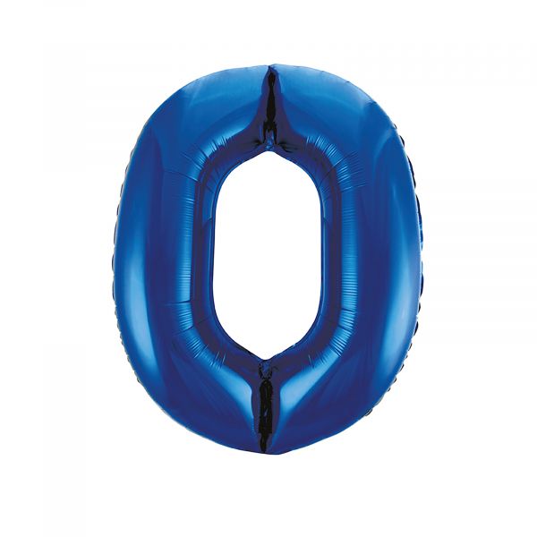 Number 0 Foil Balloon, Blue, 34 inches