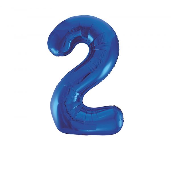 Number 2 Foil Balloon, Blue, 34 inches