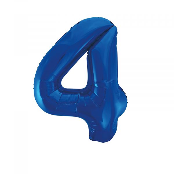 Number 4 Foil Balloon, Blue, 34 inches