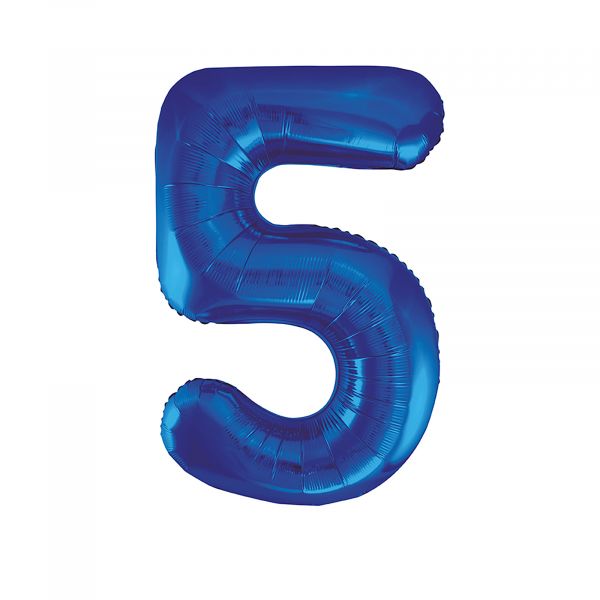 Number 5 Foil Balloon, Blue, 34 inches