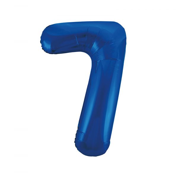 Number 7 Foil Balloon, Blue, 34 inches