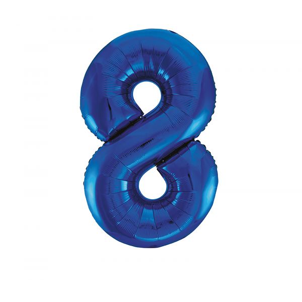 Number 8 Foil Balloon, Blue, 34 inches