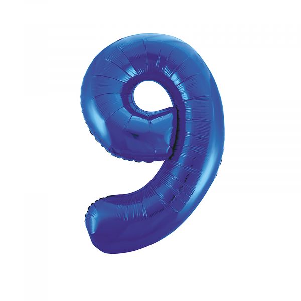 Number 9 Foil Balloon, Blue, 34 inches