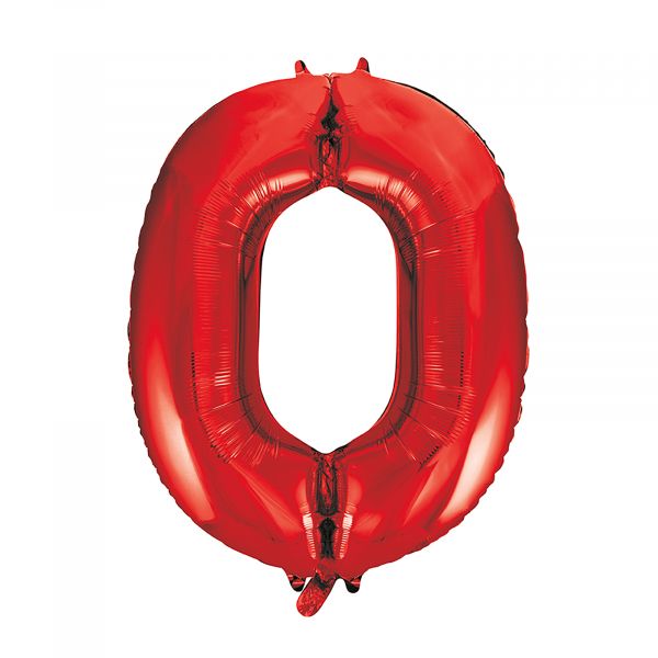 Number 0 Foil Balloon, Red, 34 inches