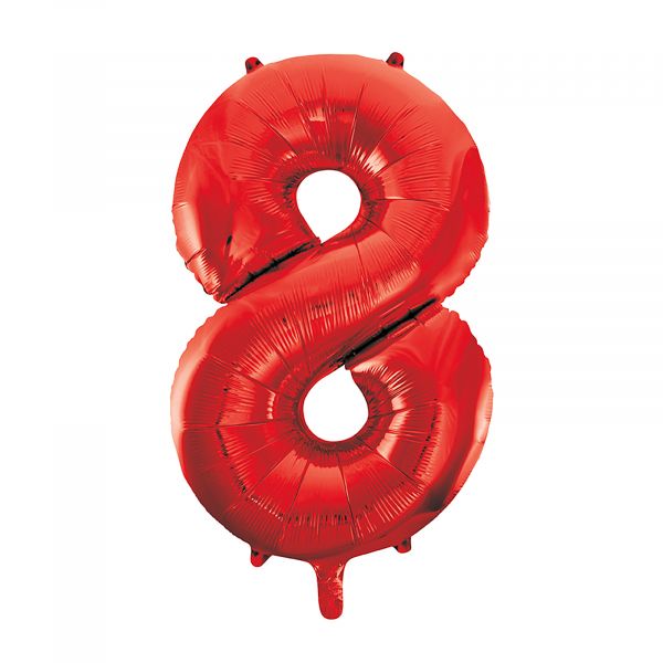 Number 8 Foil Balloon, Red, 34 inches