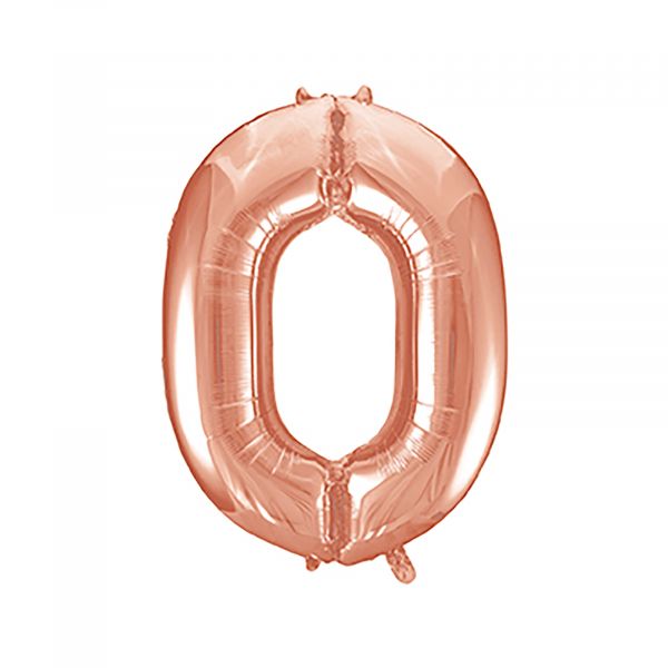 Number 0 Foil Balloon, Rose Gold, 34 inches