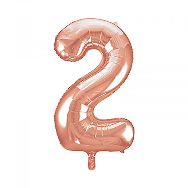 Number 2 Foil Balloon, Rose Gold, 34 inches