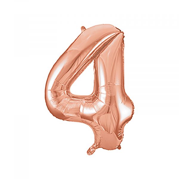 Number 4 Foil Balloon, Rose Gold, 34 inches