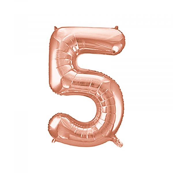 Number 5 Foil Balloon, Rose Gold, 34 inches
