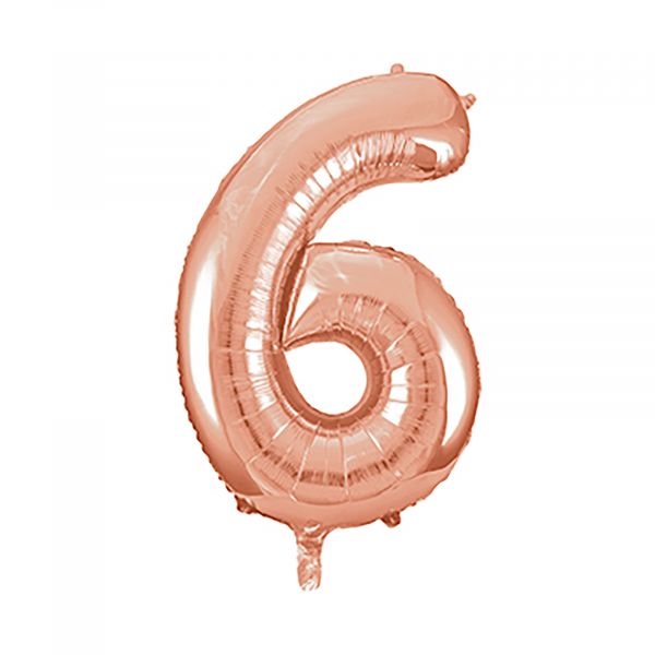 Number 6 Foil Balloon, Rose Gold, 34 inches
