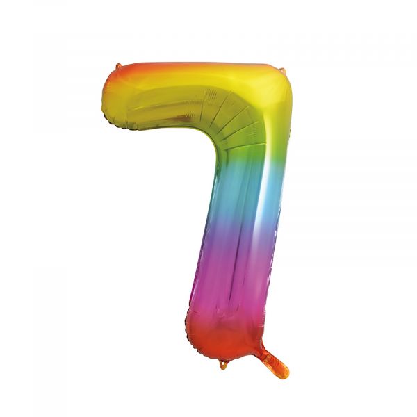 Number 7 Foil Balloon, Rainbow, 34 inches