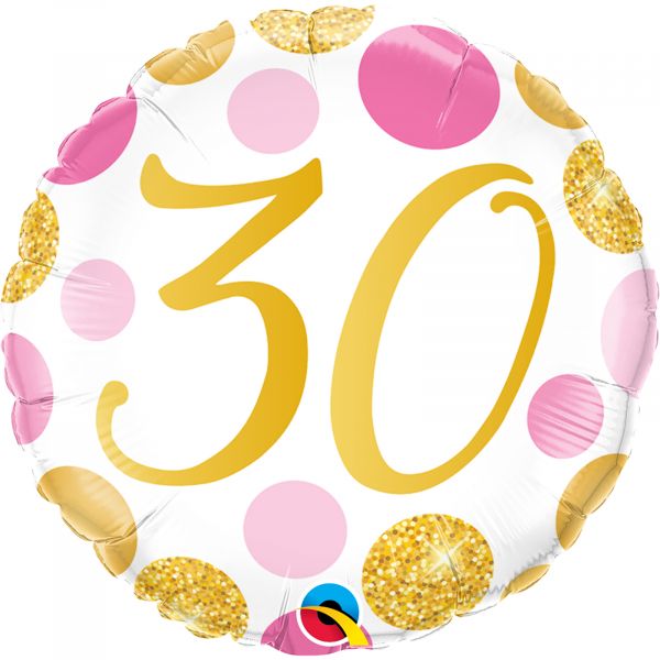 Age 30 Pink & Gold Dots Balloon