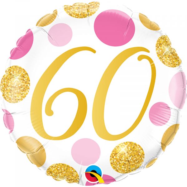 Age 60 Pink & Gold Dots Balloon