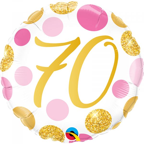 Age70 Pink & Gold Dots Balloon