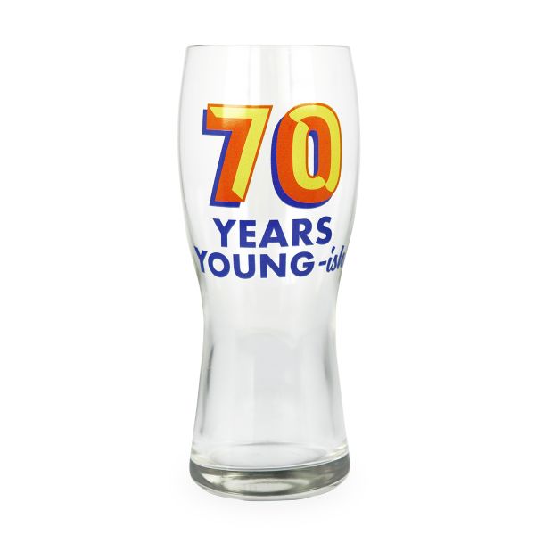 Age 70 Birthday Beer Glass, Years Young-ish