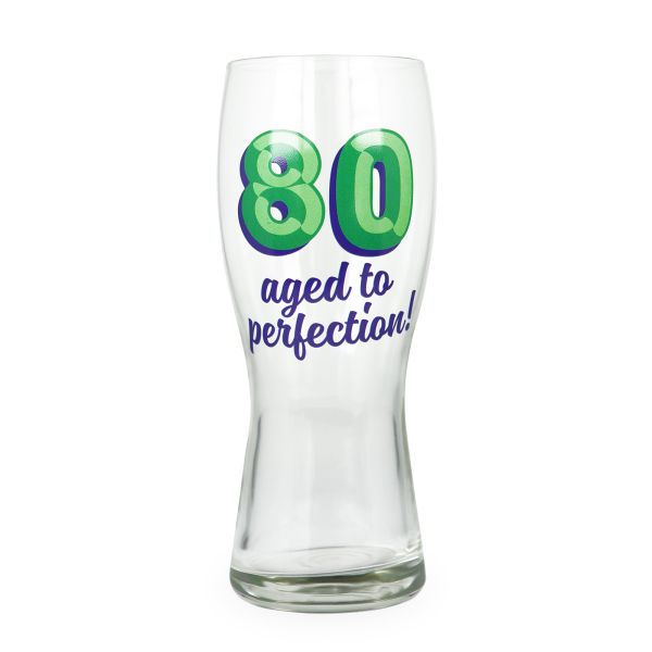 Age 80 Birthday Beer Glass, Aged To Perfection