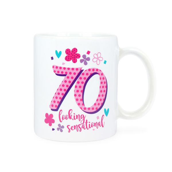 Age 70 Birthday Mug, Looking Sensational