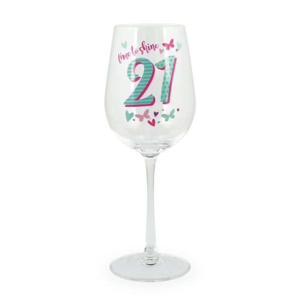 Age 21 Birthday Wine Glass