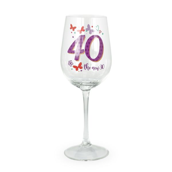 Age 40 Birthday Wine Glass