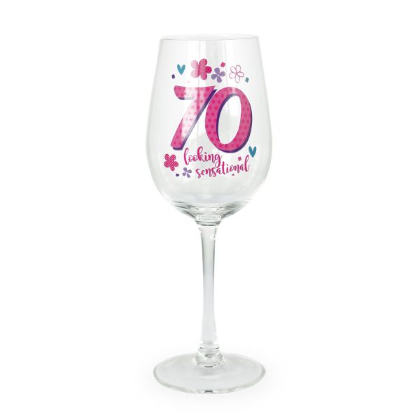 Age 70 Birthday Wine Glass, Looking Sensational