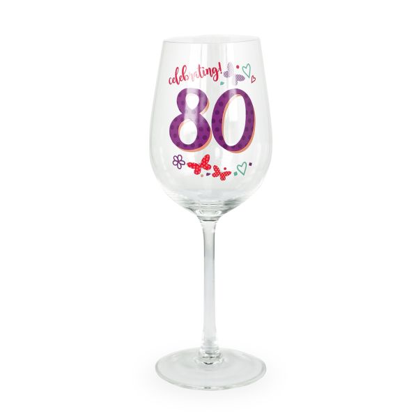 Age 80 Birthday Wine Glass, Celebrating