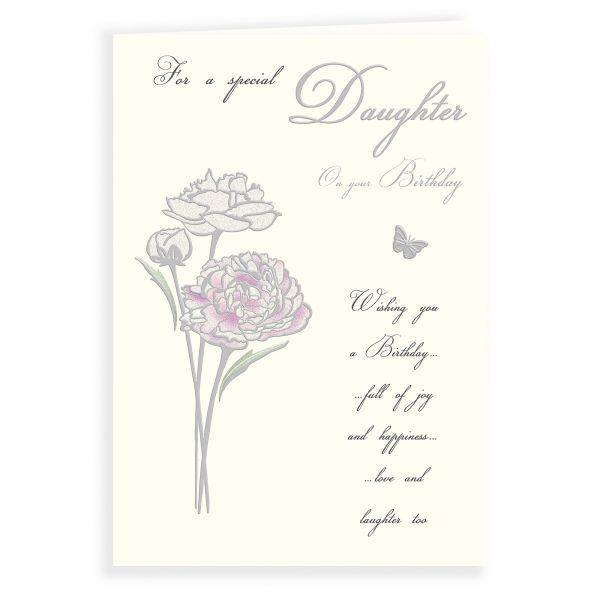 Birthday Card Daughter, Flowers On Cream