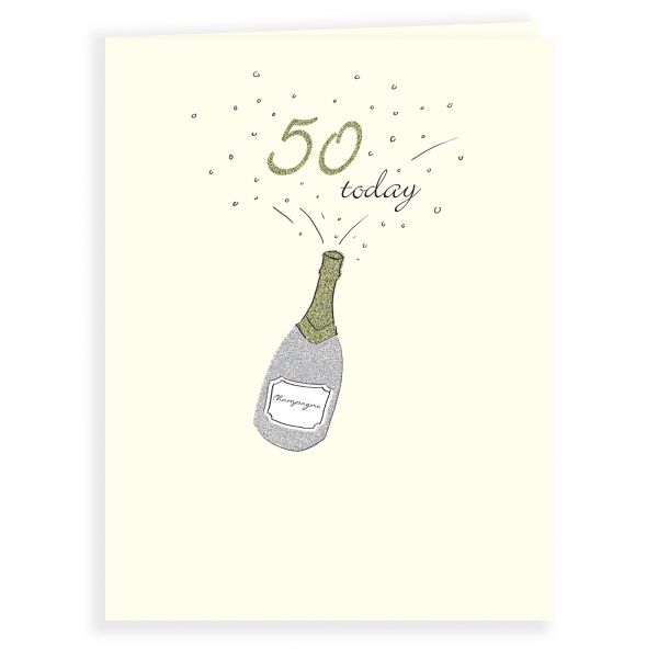 Birthday Card Age 50 F, Champagne Bottle