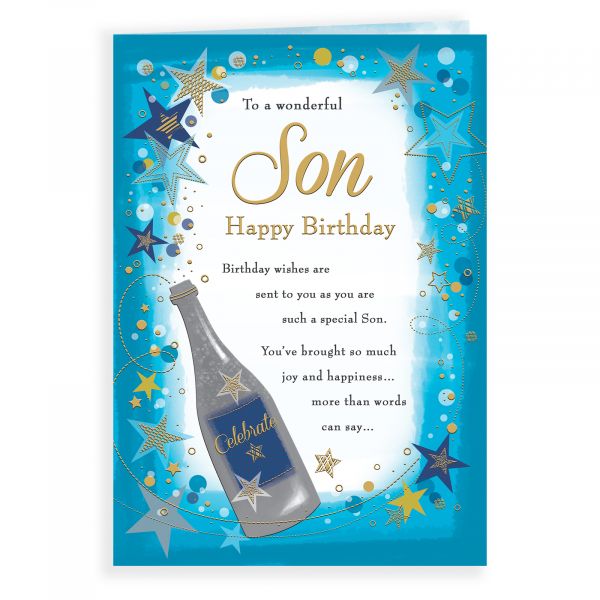 Birthday Card Son, Champagne Bottle