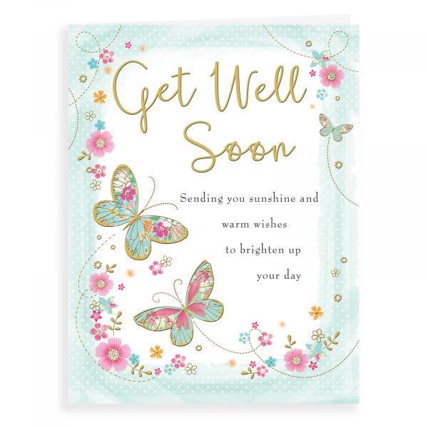 Get Well Card, Butterfly & Floral