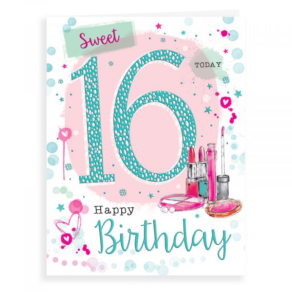 Birthday Card Age 16 F, Makeup