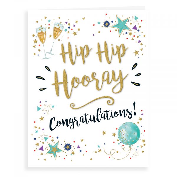 Congratulations Card, Balloons Gold Dust