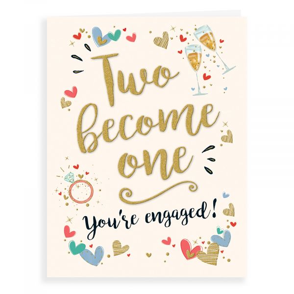 Engagement Card, Ring And Champagne