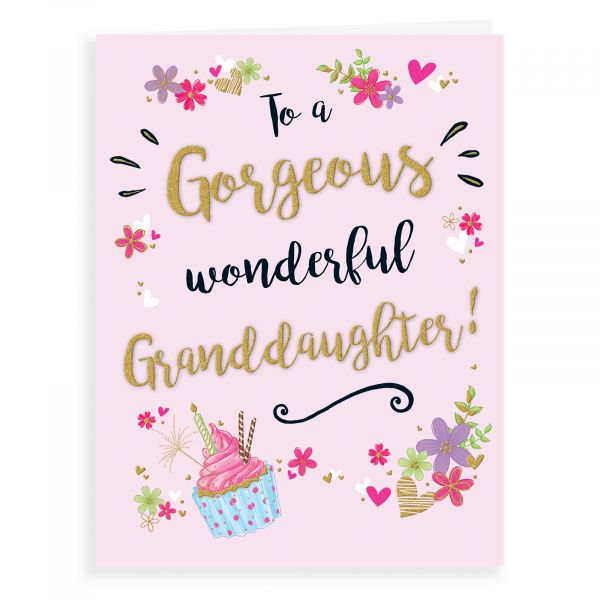 Birthday Card Granddaughter, Cupcake Gold Dust